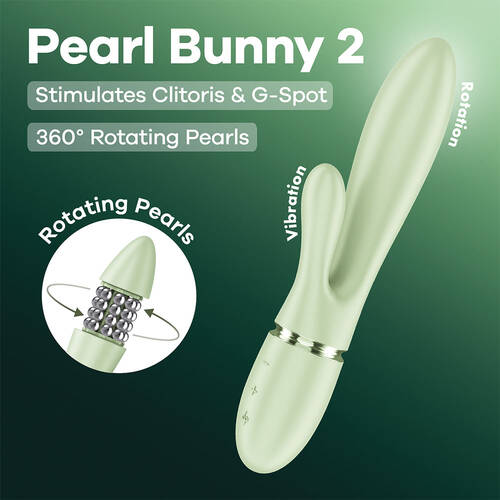 Satisfyer Pearl Bunny 2 - Light Green Light Green 21.5 cm USB-C Rechargeable Rabbit Vibrator