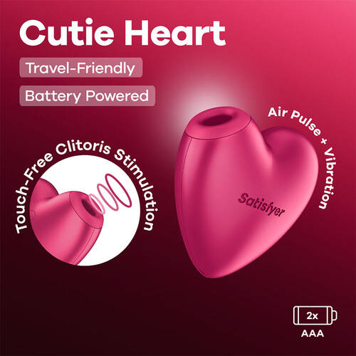 Satisfyer Cutie Heart - Battery Operated Pink Air Pulsation Stimulator with Vibration