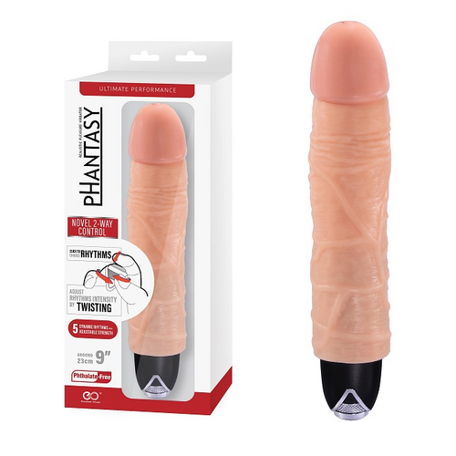 PHANTASY 9" SILICONE VIBRATOR - FLESH