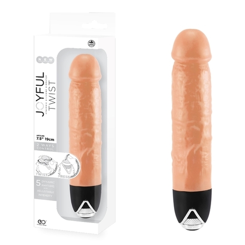 JOYFUL TWIST SILICONE VIBRATOR  7'  - FLESH