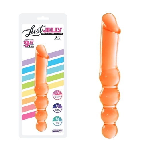 LUST JELLY 9.5 DOUBLE DONG - ORANGE