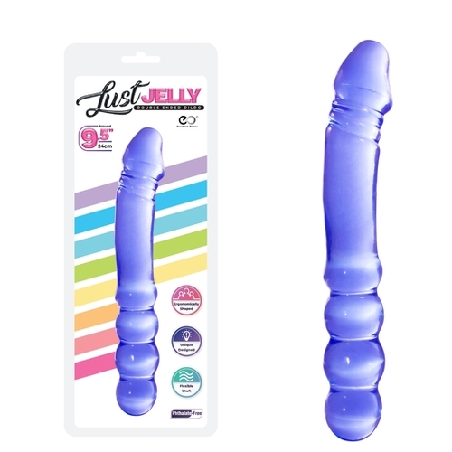 LUST JELLY PVC  9.5 DOUBLE DONG - PURPLE