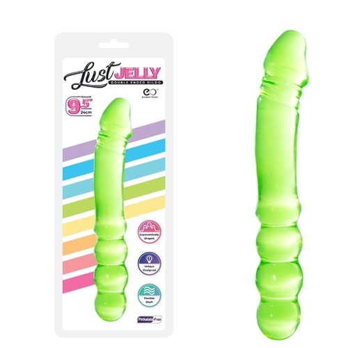 LUST JELLY PVC  9.5 DOUBLE DONG - GREEN