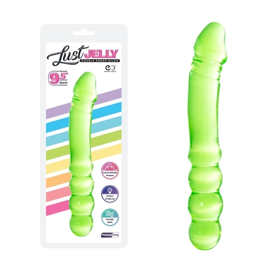 LUST JELLY PVC  9.5 DOUBLE DONG - GREEN