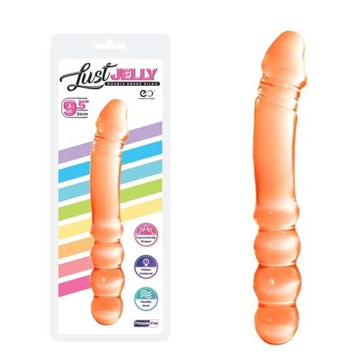 LUST JELLY PVC  9.5 DOUBLE DONG - ORANGE