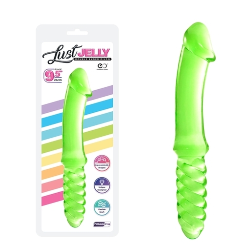 LUST JELLY DOUBLE DONG 9.5" - GREEN