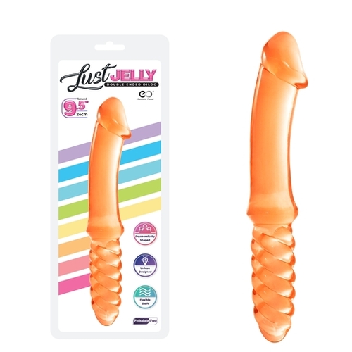 LUST JELLY DOUBLE DONG 9.5" - ORANGE