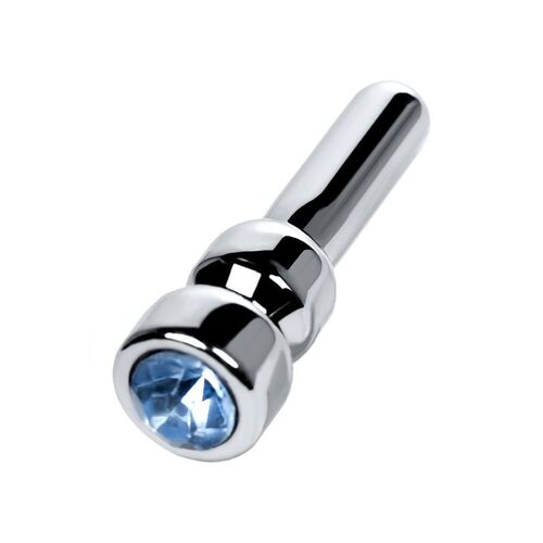 Metal Urethral Plug W Sapphire Rhinestone Small