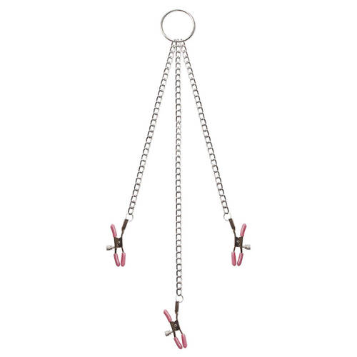 Adam & Eve Chain Me Up Kink Clamps Metal Nipple and Clitoral Chain