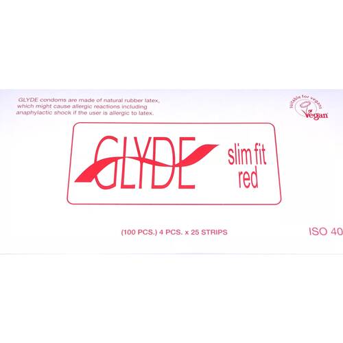 Glyde Condom - Slim Fit Red 49mm Bulk 100's 