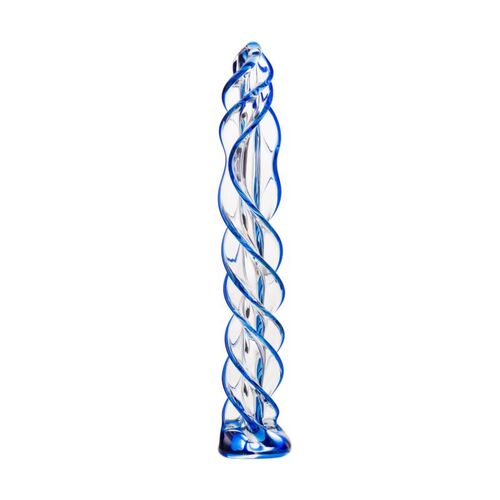 7" Blue Helix Glass Dildo