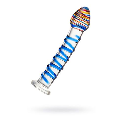 7" Blue Swirls Glass Dildo