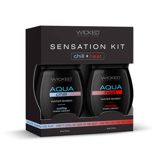 Wicked Sensation Kit Warming & Cooling Water Based Lubricants 2 Pack Of 120ml Bottles