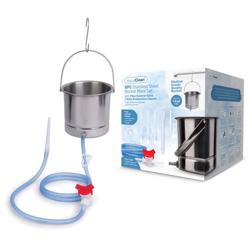 AquaClean 8PC Stainless Steel Bucket Mate Set Cleansing Kit - 8 Piece Set
