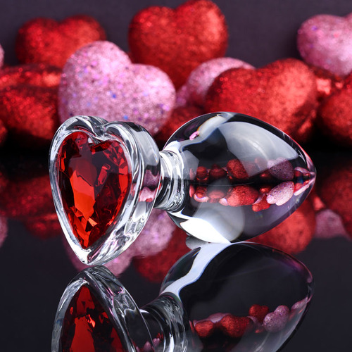 3" Large Gem Heart Glass Butt Plug
