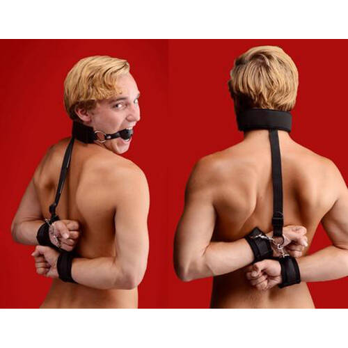 Ball Gag + Wrist Restraint System