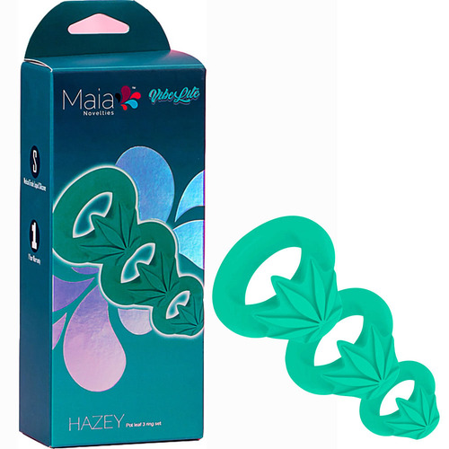 Maia HAZEY Green Pot Leaf Cock Rings - Set of 3