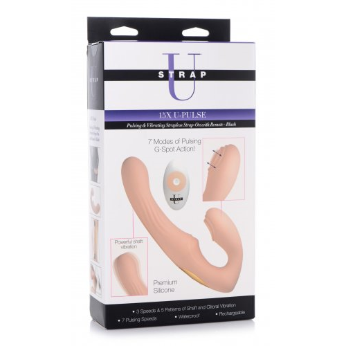 Strap U 15X U-Pulse Pulse & Vibe Strapless Strap-on w/ Remote - Blush