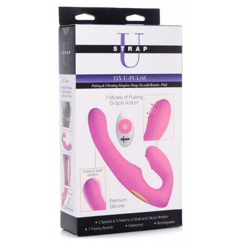 Strap U 15X U-Pulse Pulse & Vibe Strapless Strap-on w/ Remote - Pink