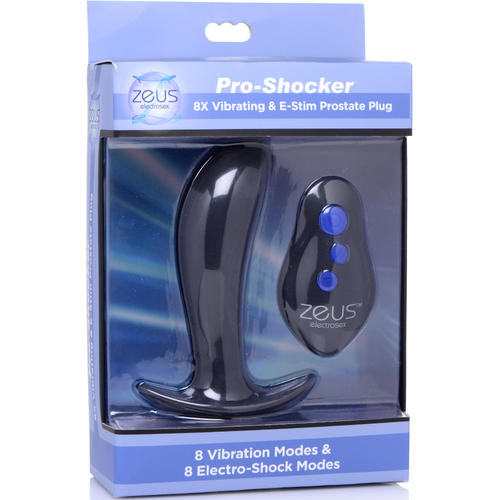 4" Pro-Shocker 8X Vibrating & eStim Plug Black