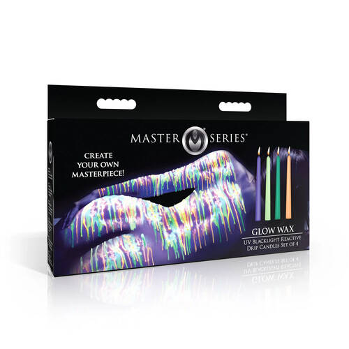 Master Series Glow Wax UV Blacklight Reactive Drip Candles - Set of 4