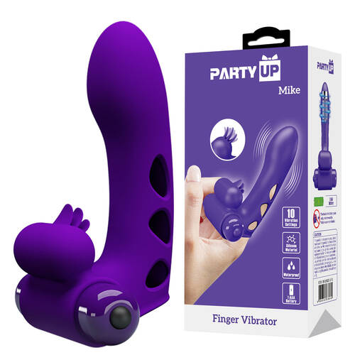 Party Up MIKE Finger Vibe - Purple Purple Vibrating Finger Vibrator