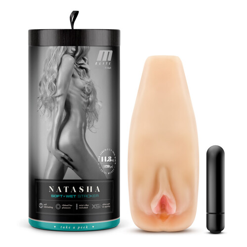 M Elite Soft and Wet - Natasha Flesh Vibrating Vagina Stroker