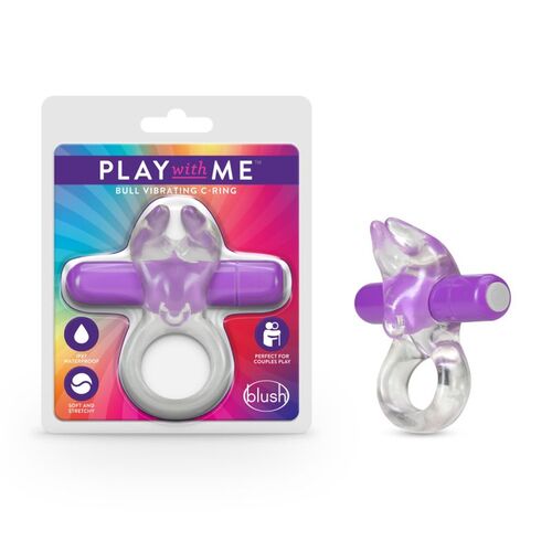 Play with Me Bull Vibrating Cock Ring Purple