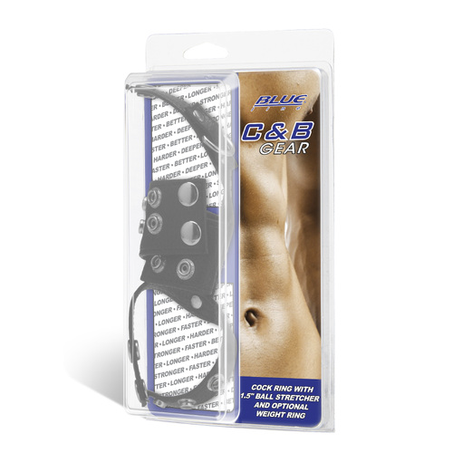Cock Ring With 1.5" Ball Stretcher And Optional Weight Ring