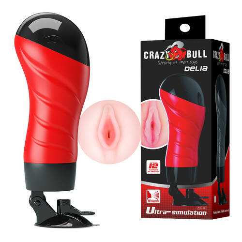 CRAZY BULL DELIA Vibrating Stroker Flesh Vibrating Vagina Stroker with Suction Base