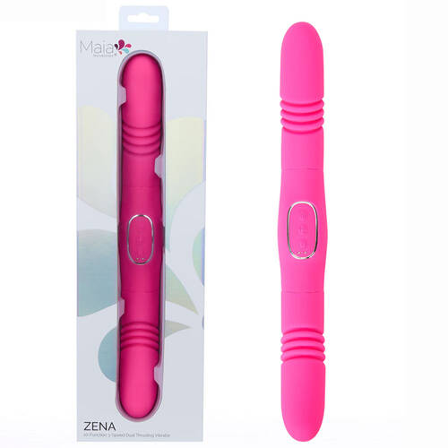 Maia ZENA - Pink Pink 35.5 cm USB Rechargeable Dual Thrusting Double Ended Vibrator