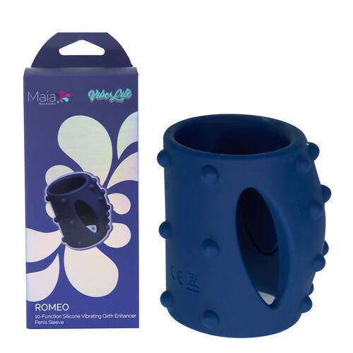 Maia ROMEO - Blue Blue USB Rechargeable Vibrating Girth Enhancer Sleeve