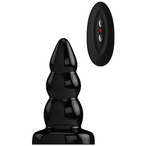 Bottomline 5" Buttplug Rubber Black Vibrating Model 6