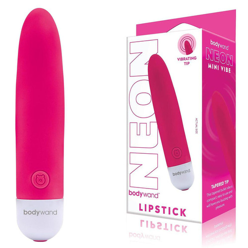 Bodywand Neon Mini Lipstick - Neon Pink Pink 12 cm USB Rechargeable Mini Vibrator