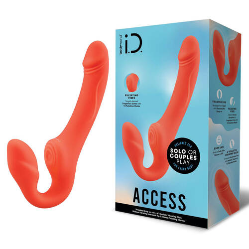 Bodywand ID Access Strapless Strap-On Orange 15.2 cm USB Rechargeable Strapless Strap-On