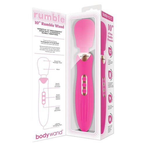 Bodywand RUMBLE WAND 10 Inch Hot Pink 24 cm USB Rechargeable Massage Wand