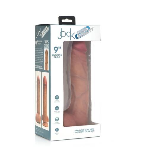 9" Dual Density Silicone Cock + Balls