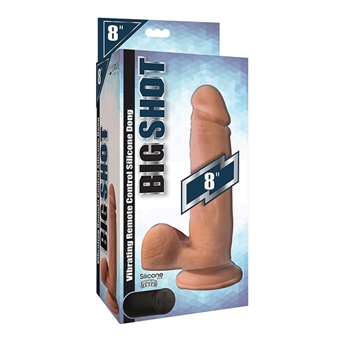 Big Shot 8" Vibrating Wireless Rechargeable Silicone Dildo w/Balls