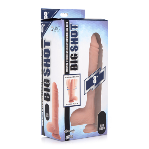 BIG SHOT 8" ROTATING RECHARGEABLE LIQUID SILICONE DONG WITH BALLS