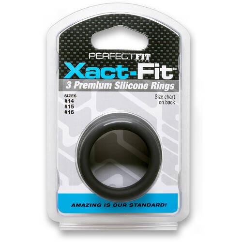 Xact-Fit Silicone S-M Cock Rings x3