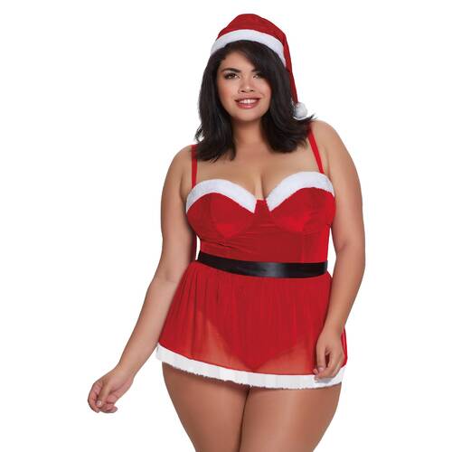 Santa Teddy W/ Skirt & Hat XL