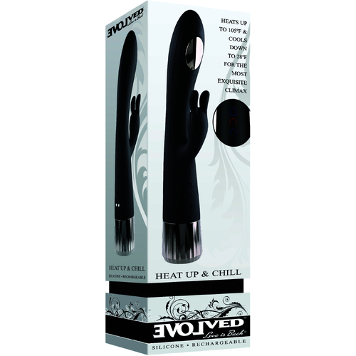 Evolved Heat Up & Chill Black 24.1 cm USB Rechargeable Heating & Cooling Rabbit Vibrator