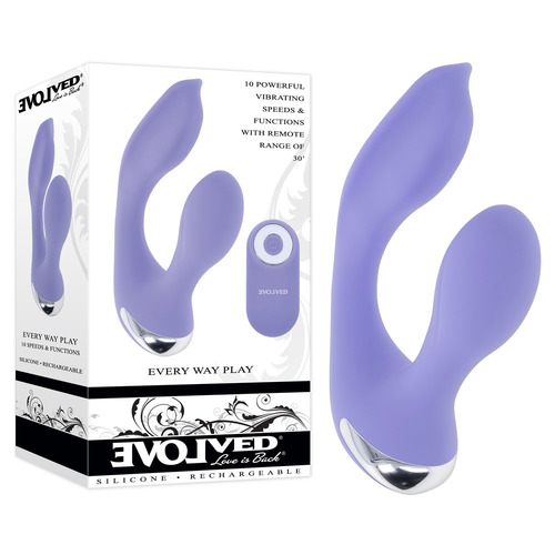Evolved EVERY WAY PLAY Purple 12.8 cm USB Rechargeable Rabbit Vibrator with Wireless Remote Control