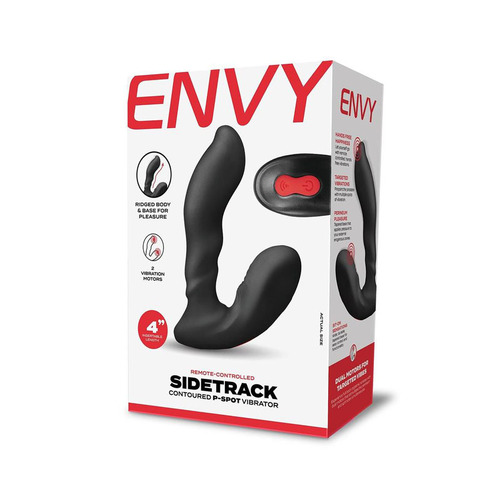 Envy Sidetrack Contoured P-Spot Vibrator Black USB Rechargeable Prostate Massager with Wireless Remote
