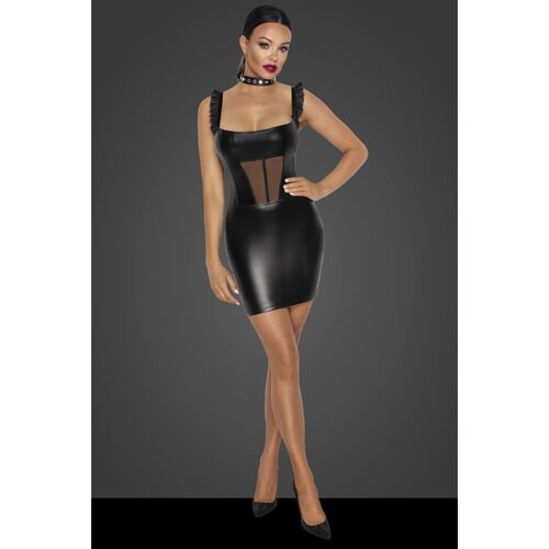 Power Wetlook Short Dress/Front Tulle Inserts M