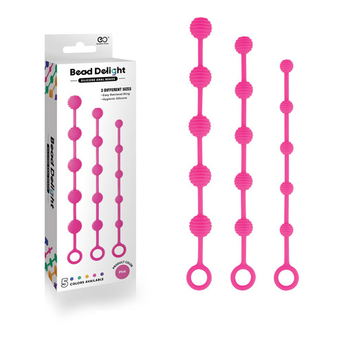  Pink Anal Beads - Set of 3 Sizes