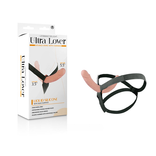 Ultra Lover - Flesh Flesh 14 cm Strap-On with 9 cm Internal Dildo