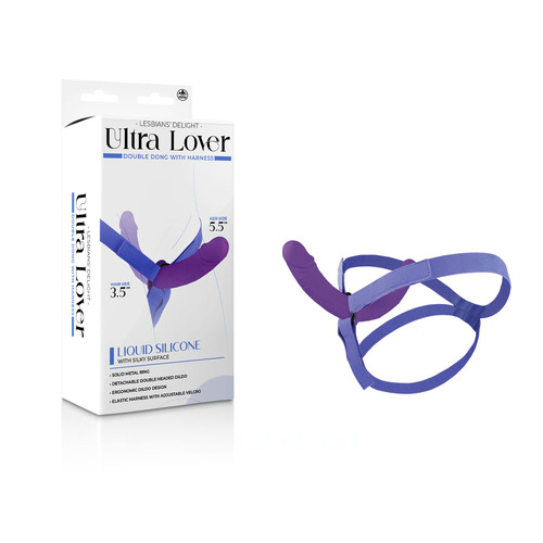 Ultra Lover - Purple Purple 14 cm Strap-On with 9 cm Internal Dildo