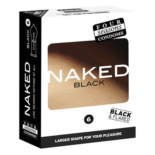 64mm Naked Black Condoms x6