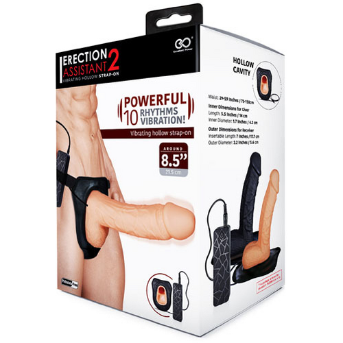 8.5" Vibrating Hollow Strap-On